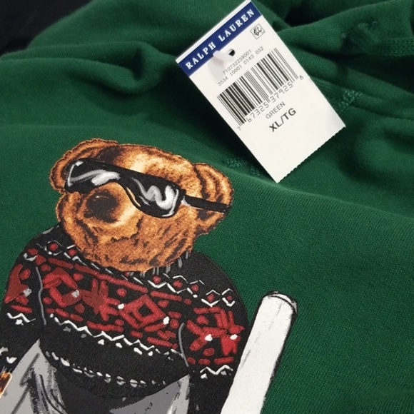 Size XXL Polo Ralph Lauren Bear Skiing Hoodie - Picture 2 of 5